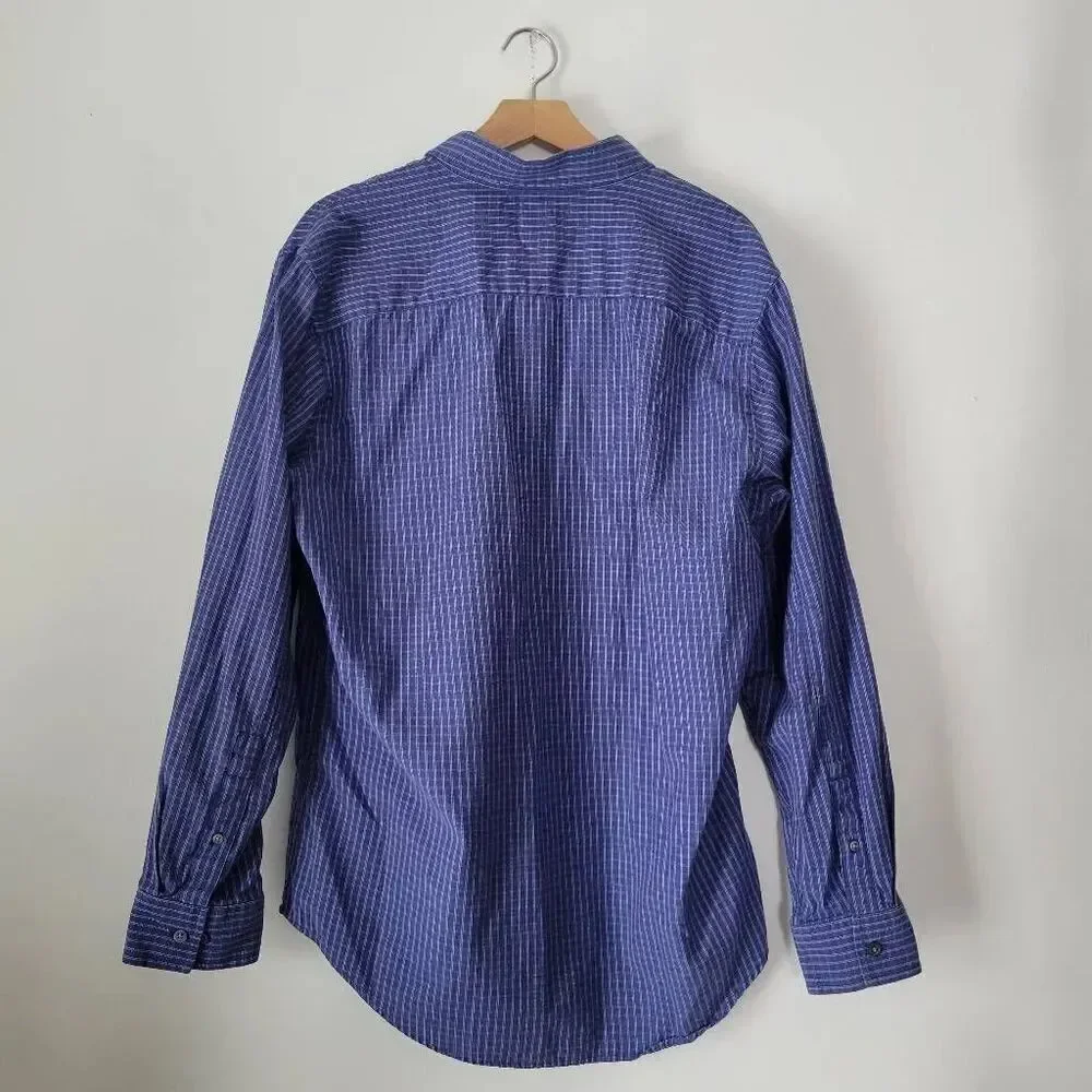 Banana Republic Blue Plaid Button Down Shirt Men’s Large 100% Cotton